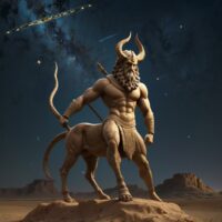 Illustration of Pabilsag, shown as a fierce god with hybrid features.