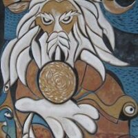 "Artwork of Tupa, the Supreme God, stylized to emphasize his divine and supreme nature."