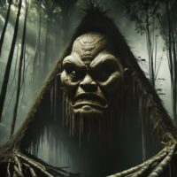 Mythical image of Akop, the Corpse Eater, shown as a nightmarish creature haunting graveyards.