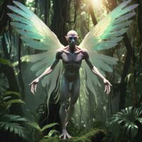 Deformed ghostly figure Alan emerging from the forest