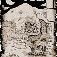 Sinister spirit Anchanchu guarding sacred ruins at night