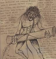 Art of of Bal-Bal,showing rough, textured lines and handwritten notes in the margins.