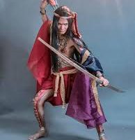 Traditional-inspired Cosplay artwork of Barangaw, draped in flowing robes that reflect all colors of the spectrum.