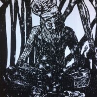 Artwork of the Black Duwende surrounded by shadows