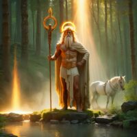 Mythlok - Grannus Digital depiction of Grannus, the healing deity with divine aura