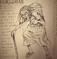 Rough sketch of Hukluban, with minimal detail and a stark, eerie presence.