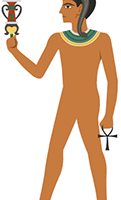 Artistic drawing of Ihy, the Egyptian music deity.