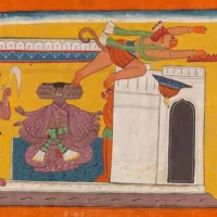 Traditional painting of Angada staling Ravana's crown