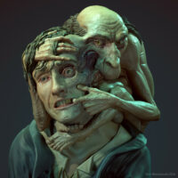 Modern sculpture of Aufhocker