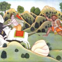 Painting of Bhasmasura chasing Lord Shiva