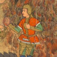 A painting of Drishtadyumna emerging from the fire