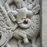 Wall carving of the Indian hybrid Gajasimha