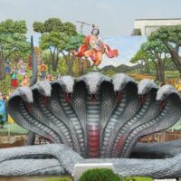 A statue of Krishna dancing on the head of Kaliya Naag