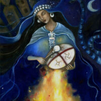 Artistic representation of Mapuche Moon Goddess Kueyen
