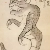 Traditional drawing of The Japanese Thunder Beast Raiju