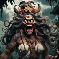 Rangda, the demon queen from Balinese mythology.