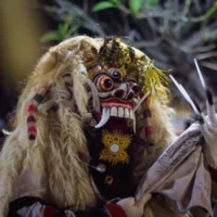 A traditional dancer dressed as the Rangda