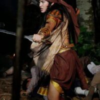 Traditional cosplay illustration of Ynaguinid from Visayan mythology, adorned in battle gear.