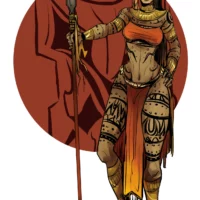 Modern fantasy-style artwork of Ynaguinid, eyes glowing green and hands exuding a toxic aura.