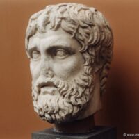 A stone bust of Aeneas