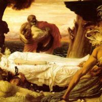 A painting including the Greek queen Alcestis