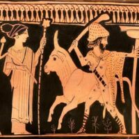 A classical pottery painting of Argus Panoptes