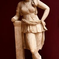 Stone sculpture of the Greek goddess Artemis