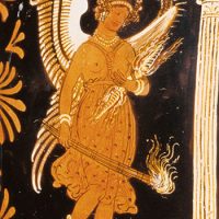 Ancient painting showing Astraea the Greek goddess