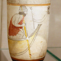 Pottery art of the Greek ferryman Charon