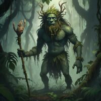 An image of Chullachaki, the Amazonian forest spirit.