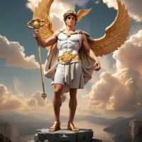 image of Hermes, the Greek god, standing on Mount Cyllene.
