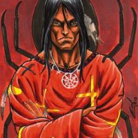 A painting of the Lakota trickster God Iktomi