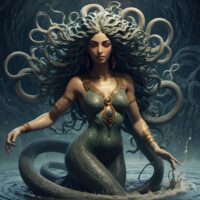 an image of Lahamu, the primordial goddess from Babylonian mythology.