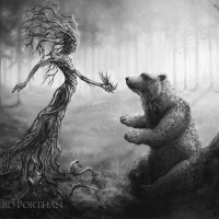 An illustration of the Finnish forest goddess Mielikki