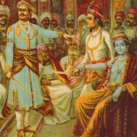 Mythlok - Satyaki painting Painting of Satyaki and Krishna