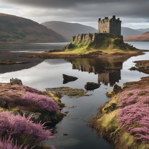 A culturally rich scene of Scotland&rsquo;s landscapes inspired by Scottish mythology.