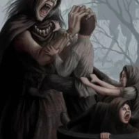 A painting of the Albanian witch Shtriga