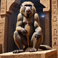 Mythlok - Astennu Astennu, the Egyptian baboon deity as a sacred baboon seated upright,