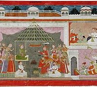 Mythlok - Bharata classical Classical painting showing the marriage of Bharata