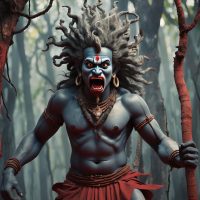 Mythlok - Guliga a dramatic image of Guliga Daiva, the fierce guardian spirit from Tulu Nadu
