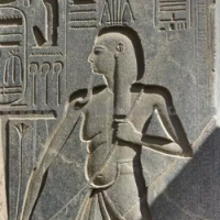 Wall carving of the Egyptian Nile god Hapi