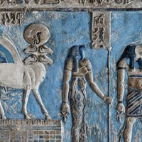 A wall carving of the Egyptian Goddess Heqet