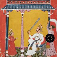 Digital Capture Classical painting showing Hiranyakashipu