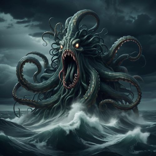 Iku-Turso, a terrifying sea monster from Finnish mythology with multiple tentacles and heads