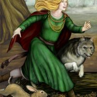 A painting of the Baltic goddess Medeina