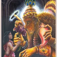 A painting of Prahlada with Narasimha