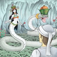 Painting of the Kurdish, Turkic and Iranian serpent queen Shahmaran