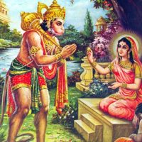 Mythlok - Sita with Hanuman Classical painting of Sita from the Ramayana with Hanuman