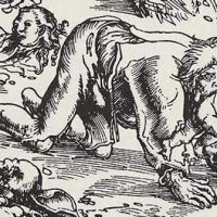 Traditional painting about the Romanian undead spirit Strigoi