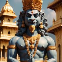 Vibhishana from Indian mythology—tall, serene-faced rakshasa in royal attire